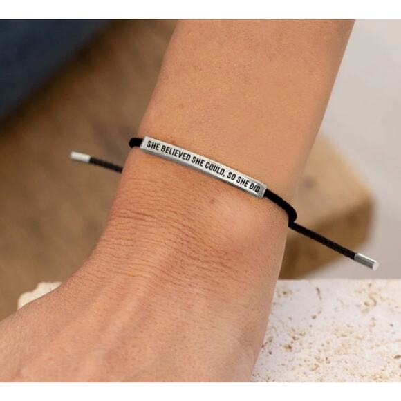 RETAIL $70 Mint & Lilly She Believed She Could So She Did Inspire Bracelet*Black - Picture 2 of 2